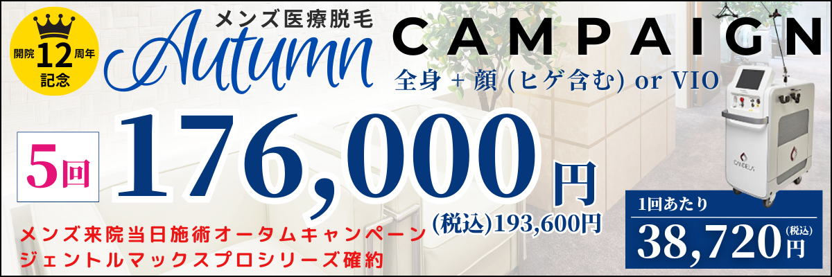 美容皮膚科アイエスクリニック メンズ医療脱毛 熱破壊式が全身+顔 or VIOで5回176,000円(税込193,600円)