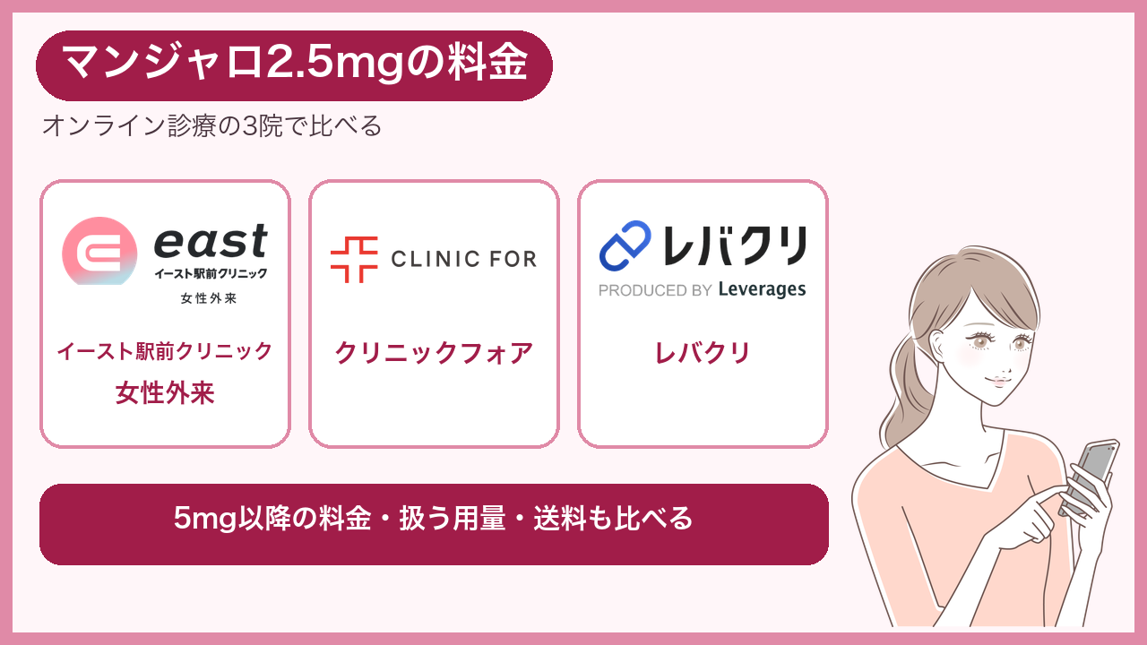 マンジャロ2.5mgの料金とオンラインクリニック3選