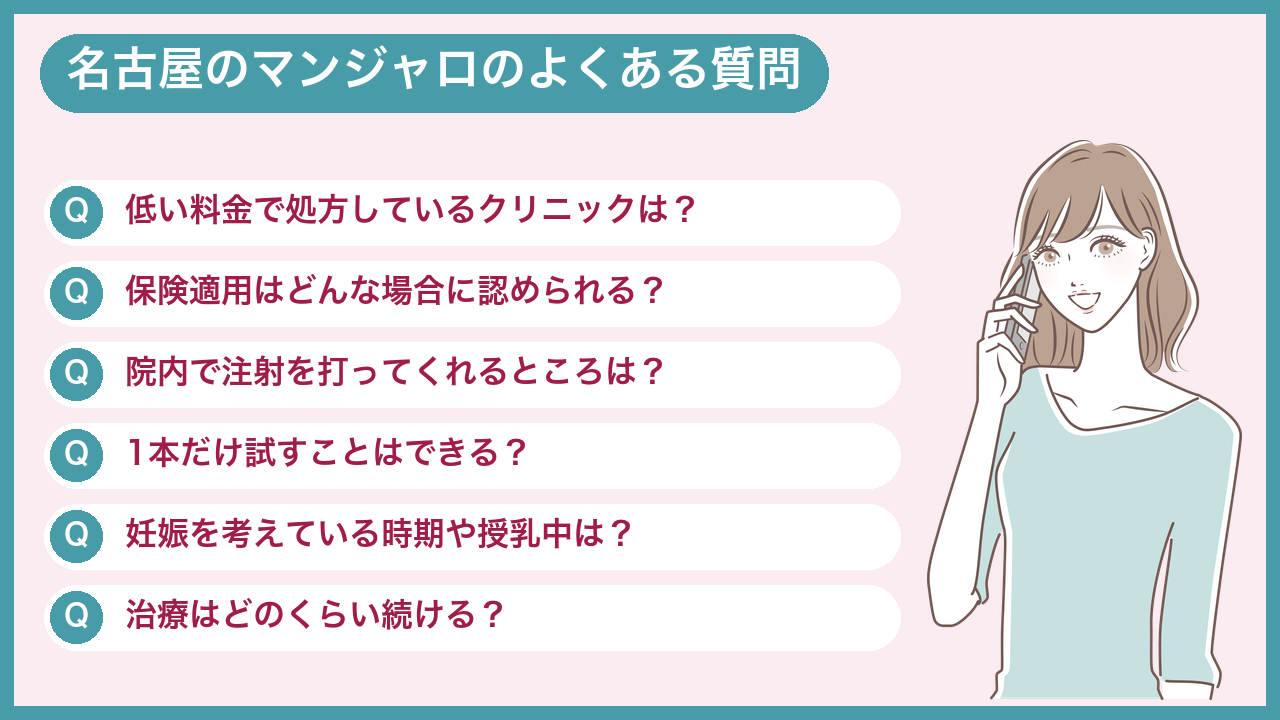 名古屋でマンジャロのクリニックを探している人によくある質問