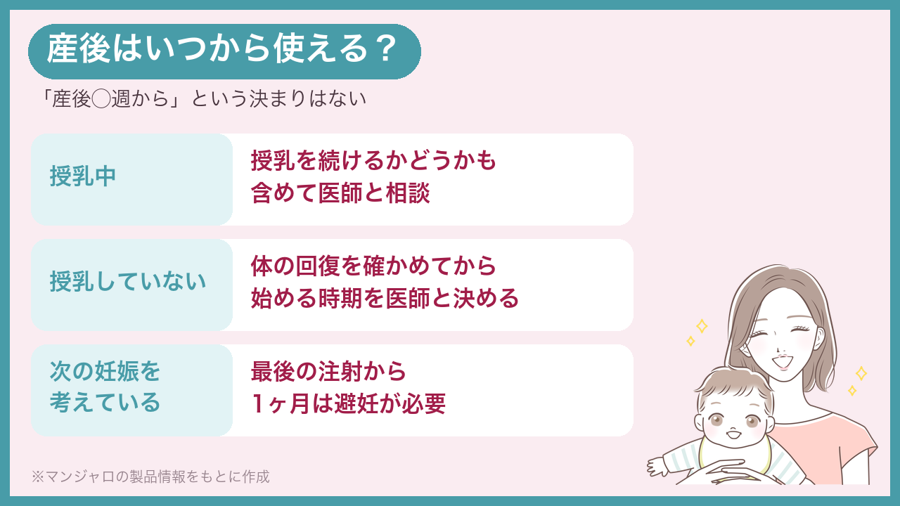 産後はいつからマンジャロを使える?