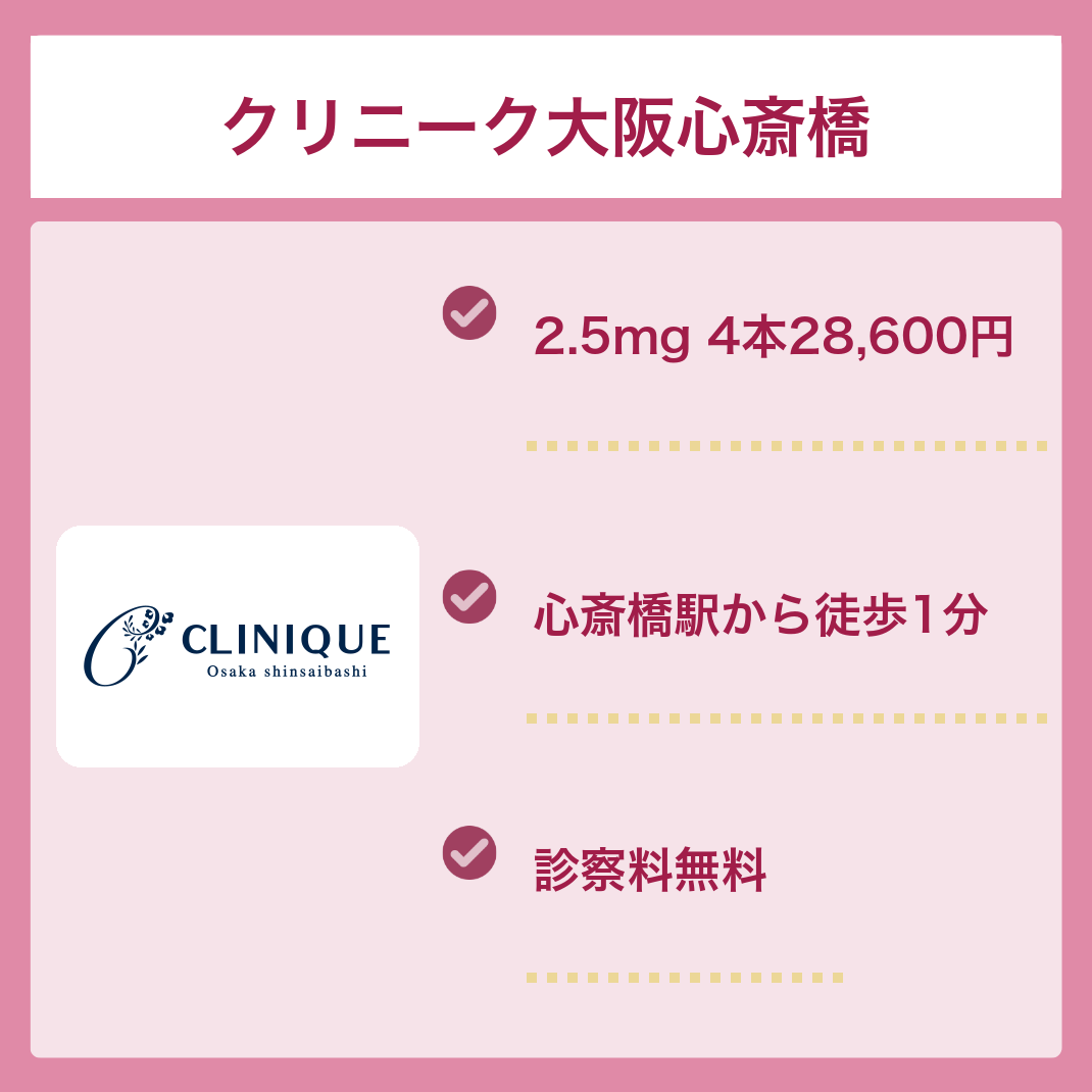 クリニーク大阪心斎橋のマンジャロ料金とアクセス