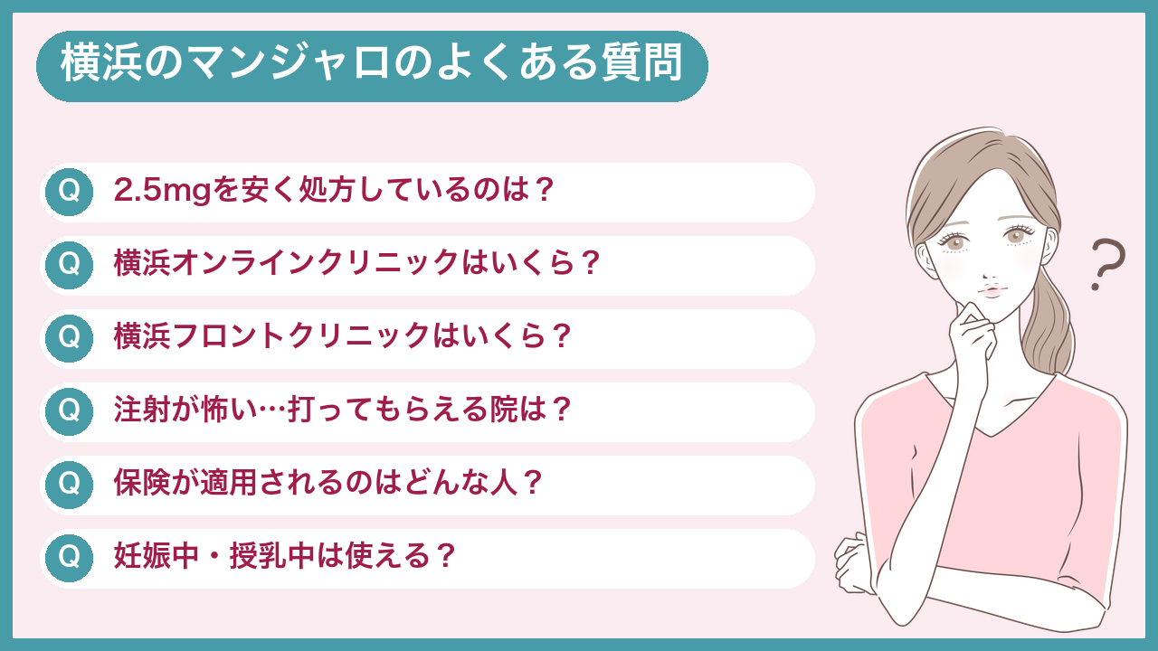 横浜でマンジャロのクリニックを探している人によくある質問