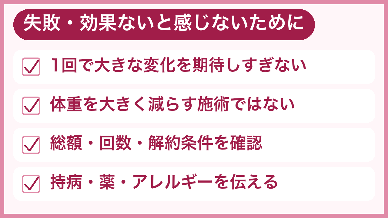 スルリム注射で失敗・効果ないと感じないための注意点